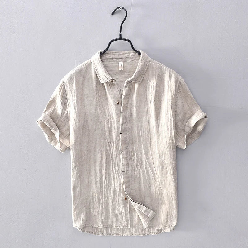 Elegante camicia in lino in stile giapponese