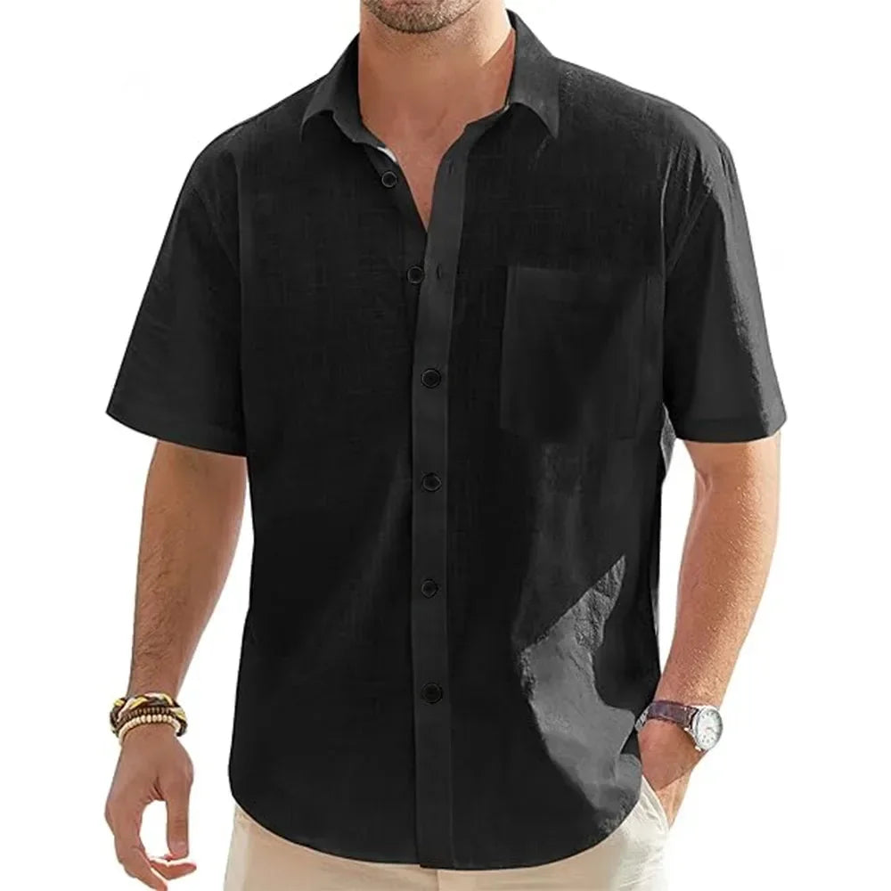 Cotton Linen Short-Sleeved Shirt