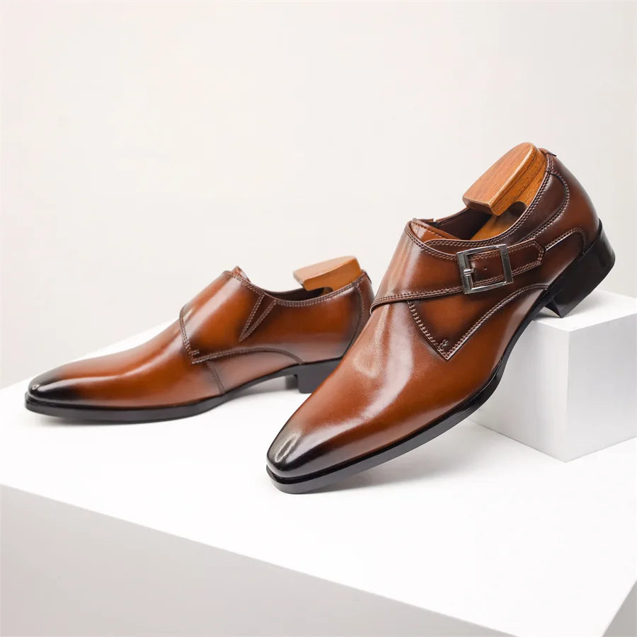Chaussures à boucle en cuir italien