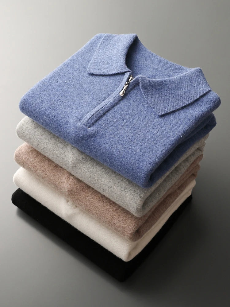 Elegante maglione polo in cashmere