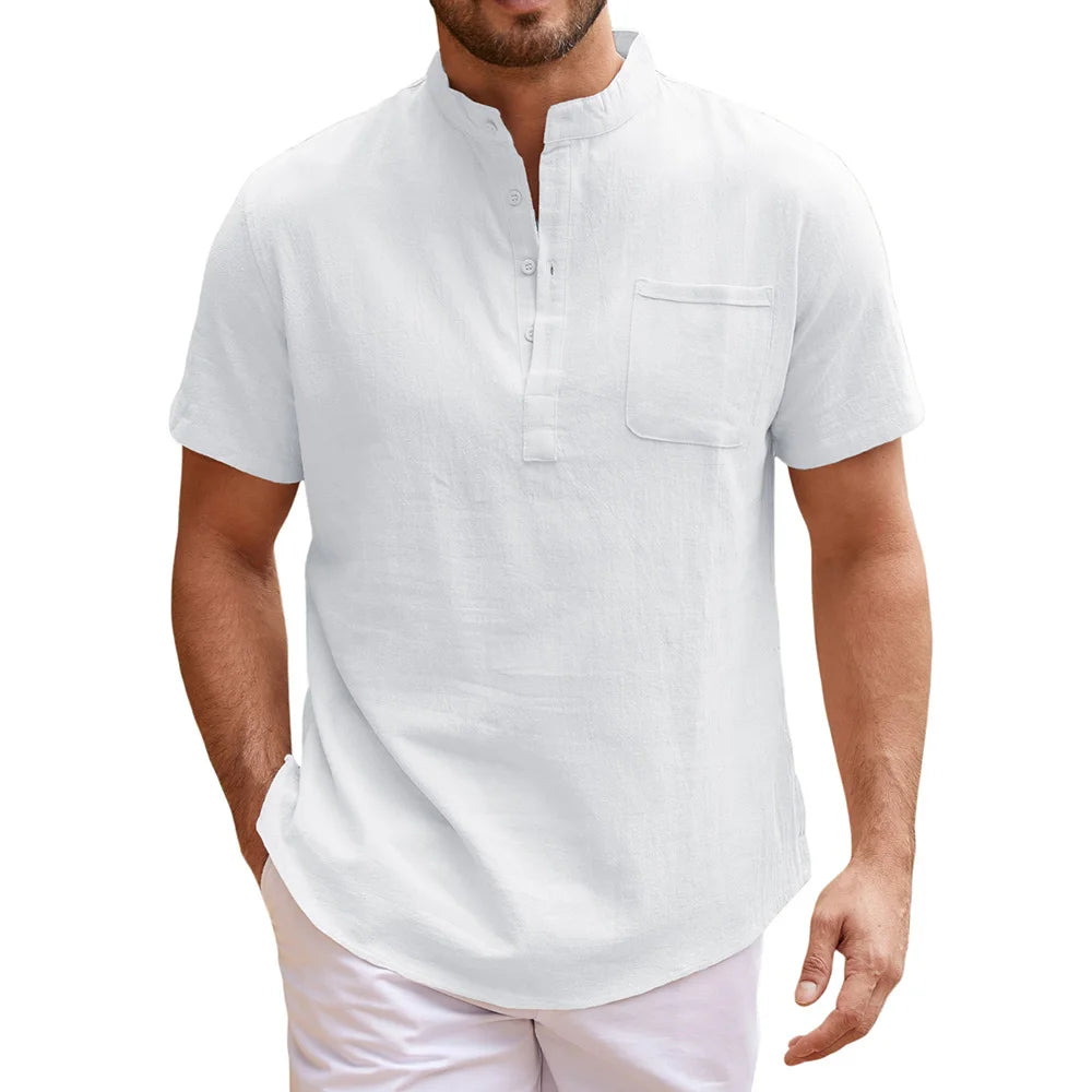 Elegant Linen Henley Shirt