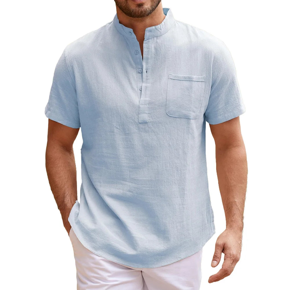 Elegant Linen Henley Shirt