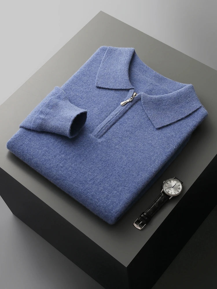 Elegante maglione polo in cashmere