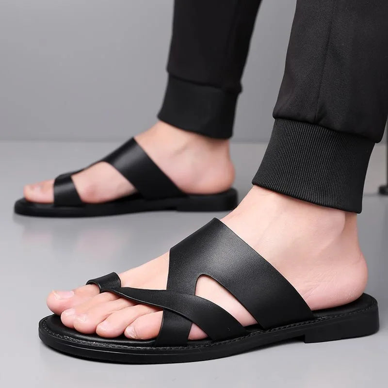 Elegant Leather Cross Strap Sandals