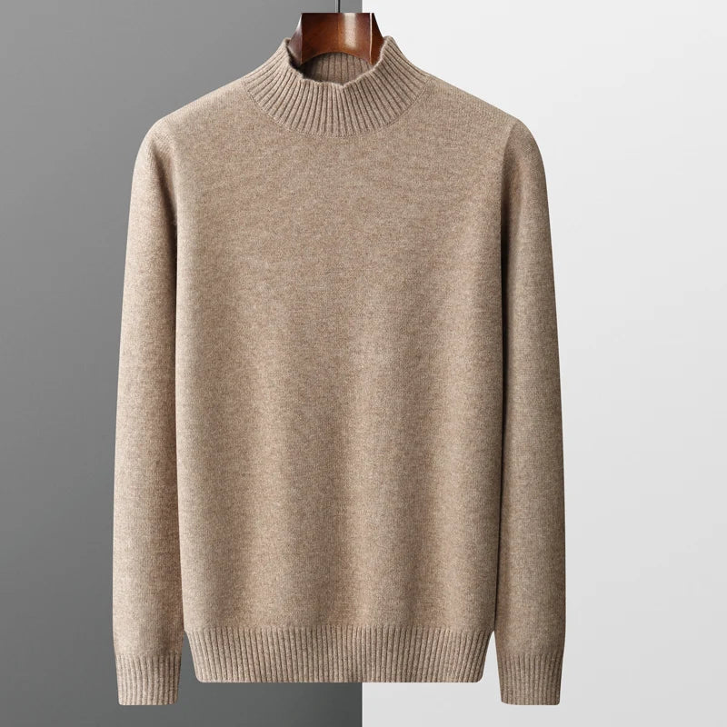 Elegant High Collar Merino Wool Turtleneck