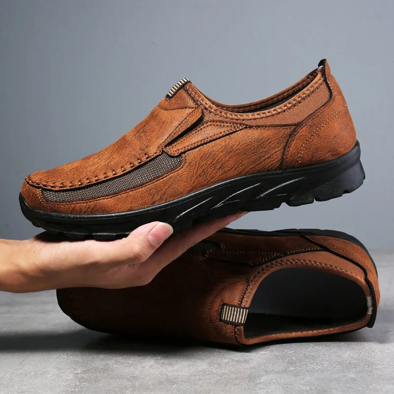 Chaussures décontractées en cuir à enfiler