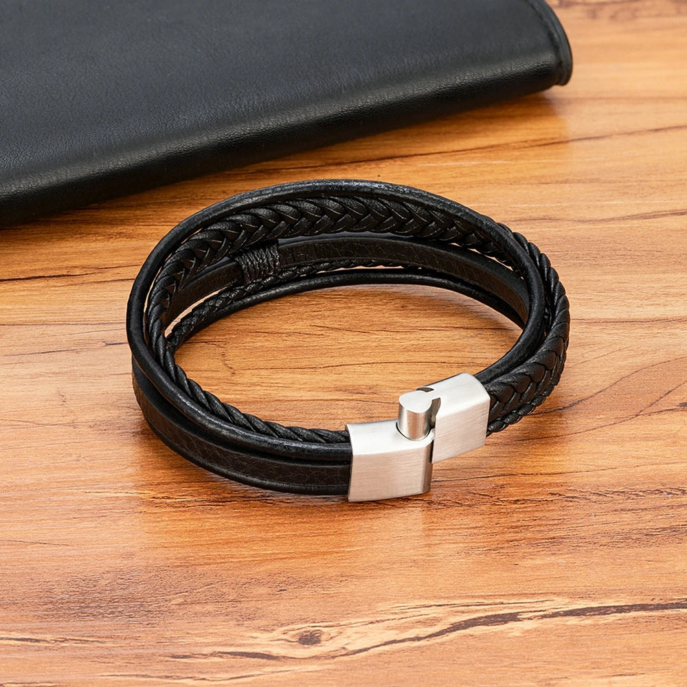 Woven Leather Men's Bracelet