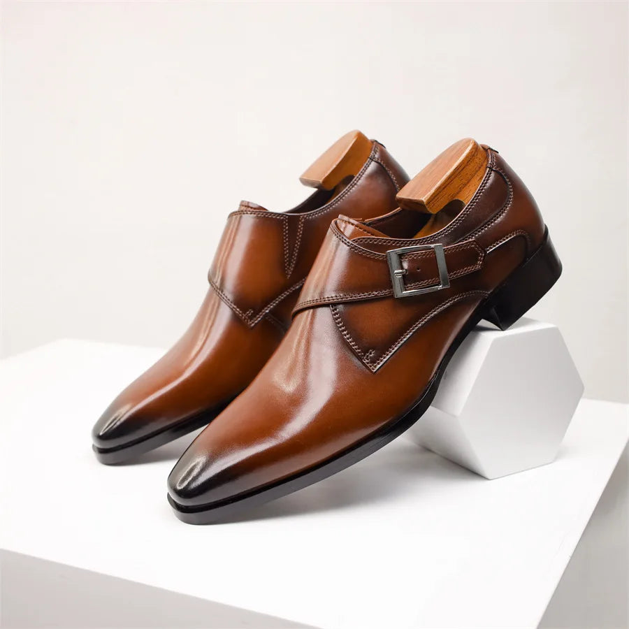 Chaussures à boucle en cuir italien