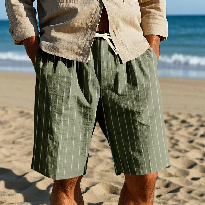 Elegant Striped Linen Shorts