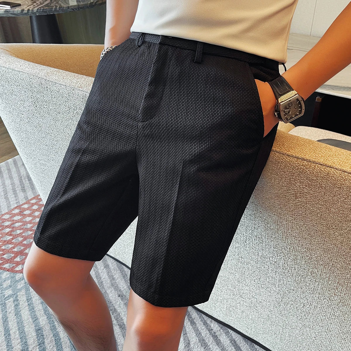 Eleganti pantaloncini a nido d'ape