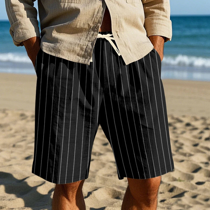 Elegant Striped Linen Shorts