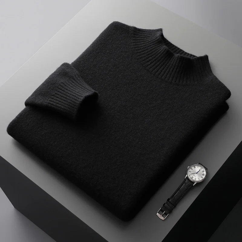 Elegant High Collar Merino Wool Turtleneck