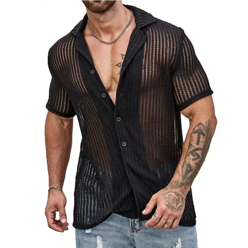 Elegante camicia lavorata a maglia