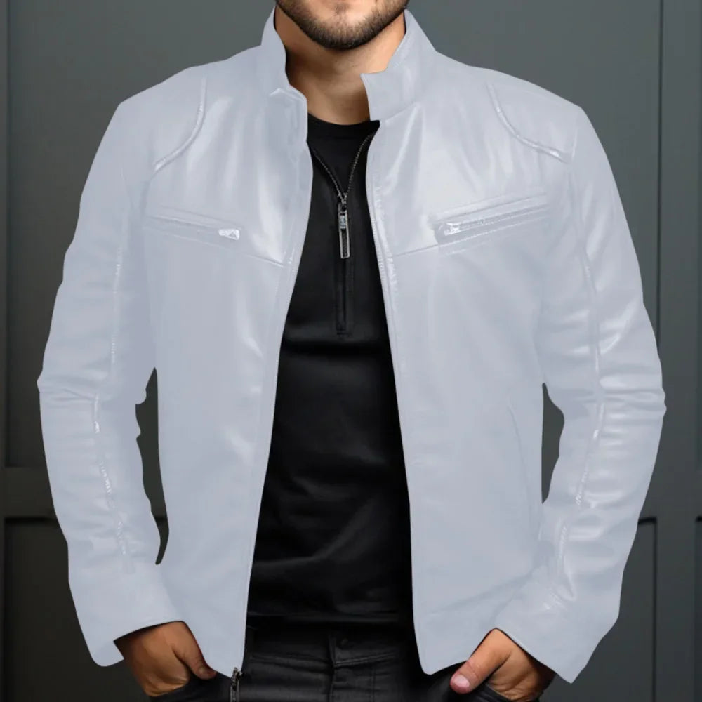 Veste de motard en cuir élégante pour homme