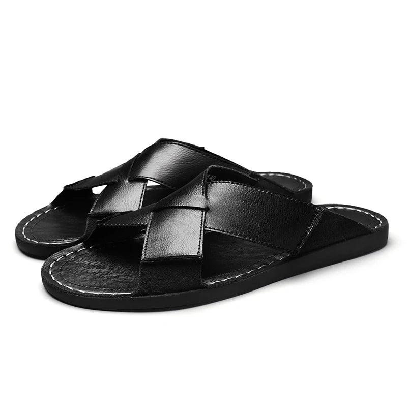 Retro Leather Men's Slippres