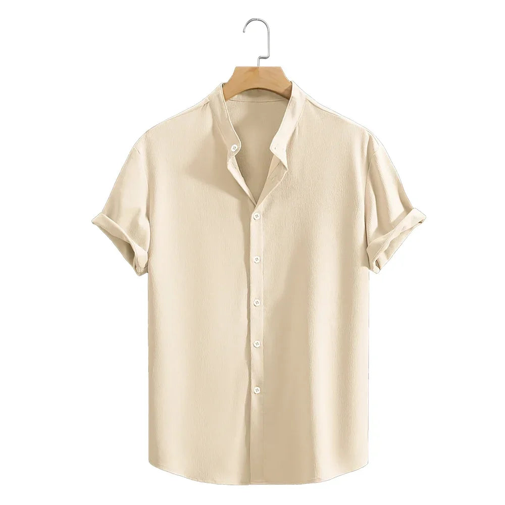 Elegante camicia di lino a maniche corte