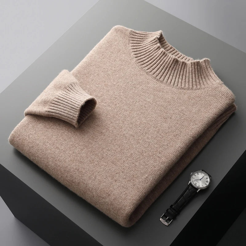 Elegant High Collar Merino Wool Turtleneck
