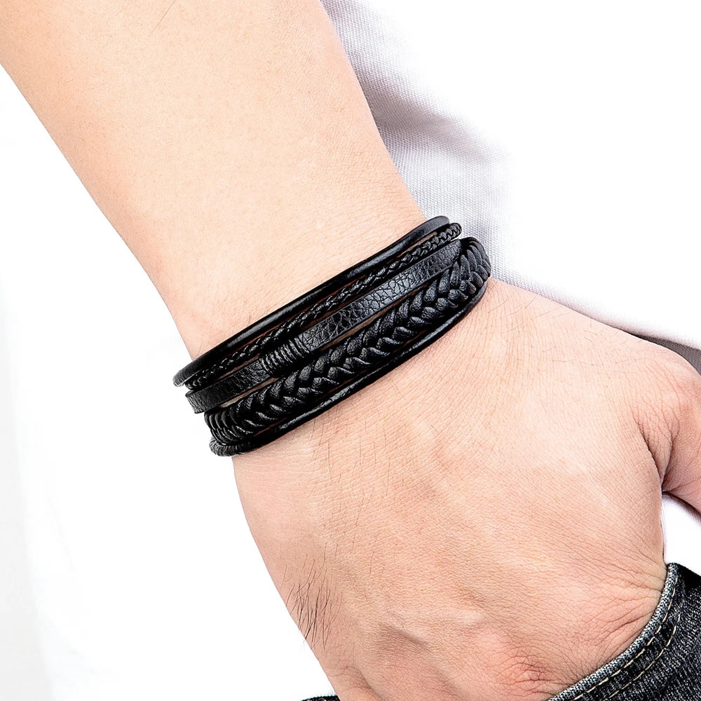Woven Leather Men's Bracelet