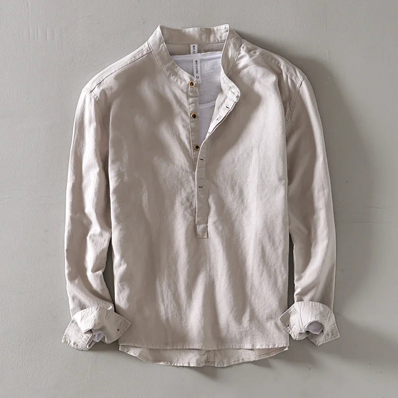 Elegant Japanese Style Linen Shirt