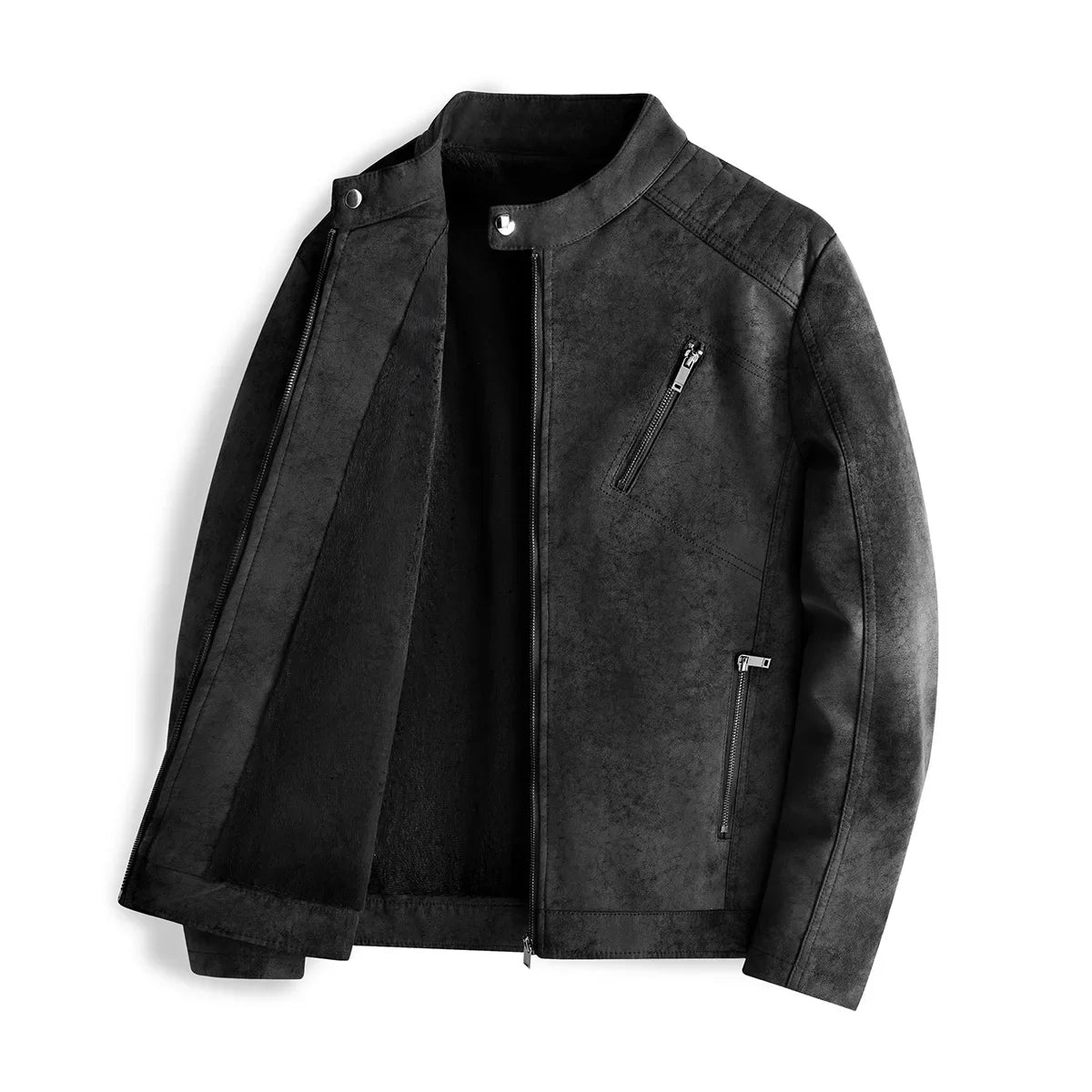 Elegant Fleece Lined Leather Jacket