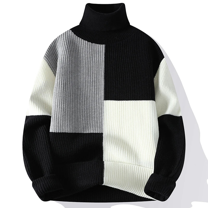 Elegant Patchwork Turtleneck