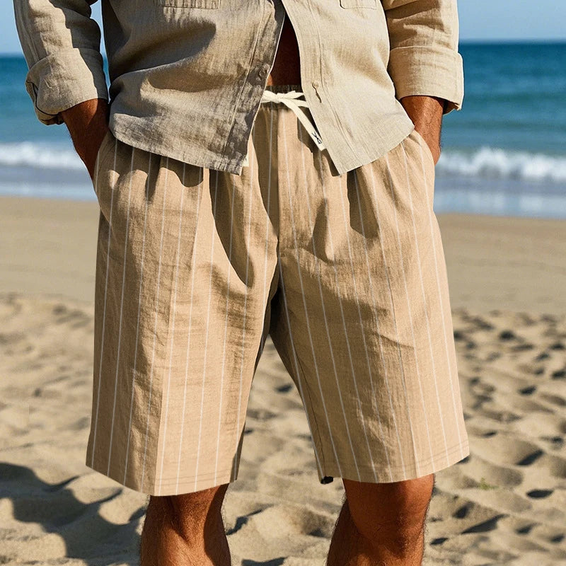 Elegant Striped Linen Shorts