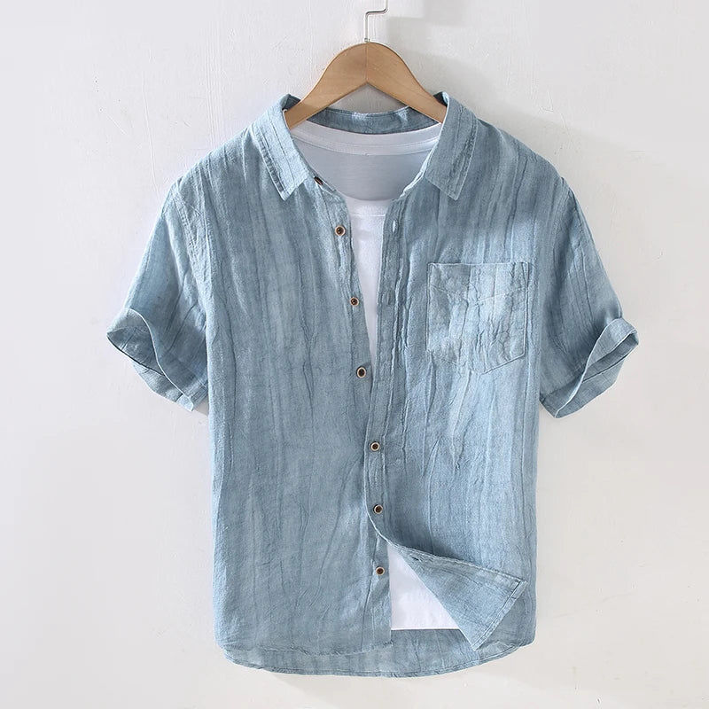 Elegante camicia in lino a maniche corte