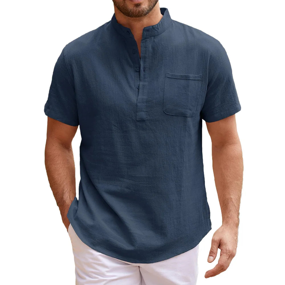 Elegant Linen Henley Shirt