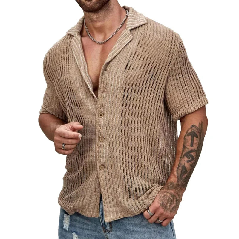 Elegante camicia lavorata a maglia