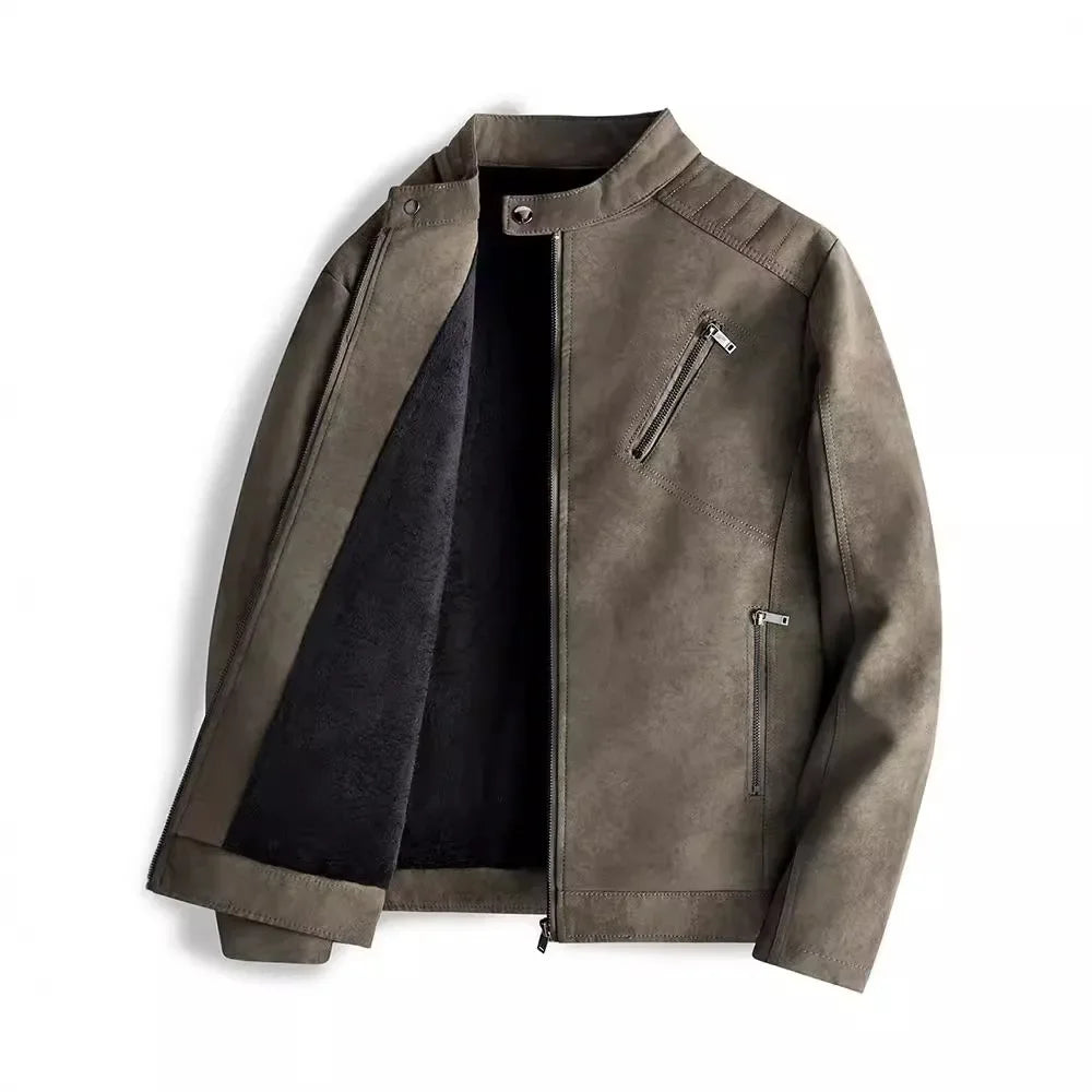 Elegant Fleece Lined Leather Jacket