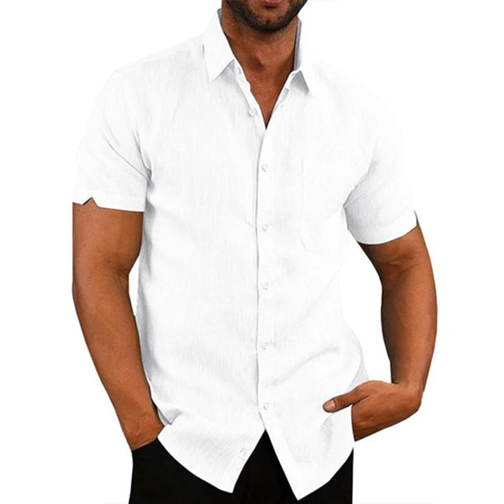 Cotton Linen Short-Sleeved Shirt