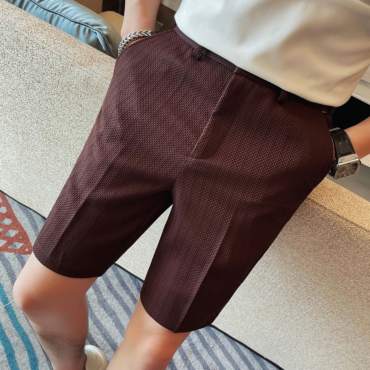 Eleganti pantaloncini a nido d'ape