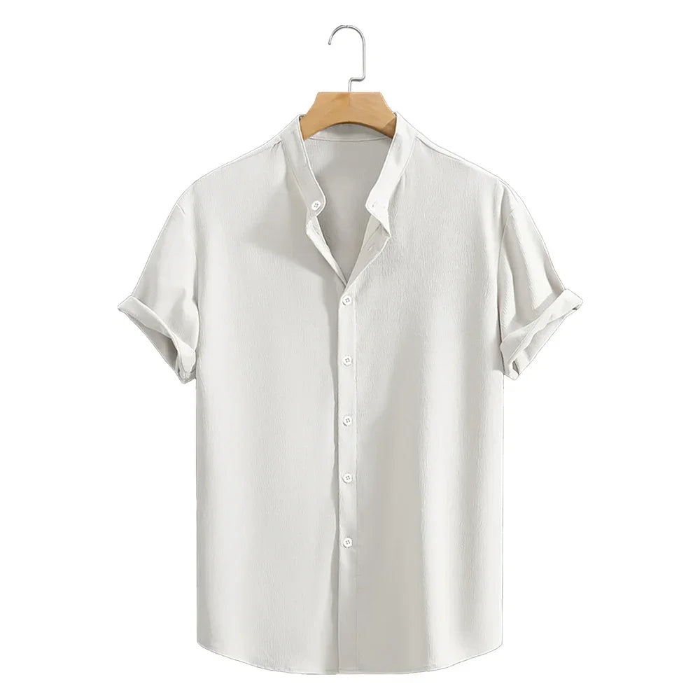 Elegante camicia di lino a maniche corte