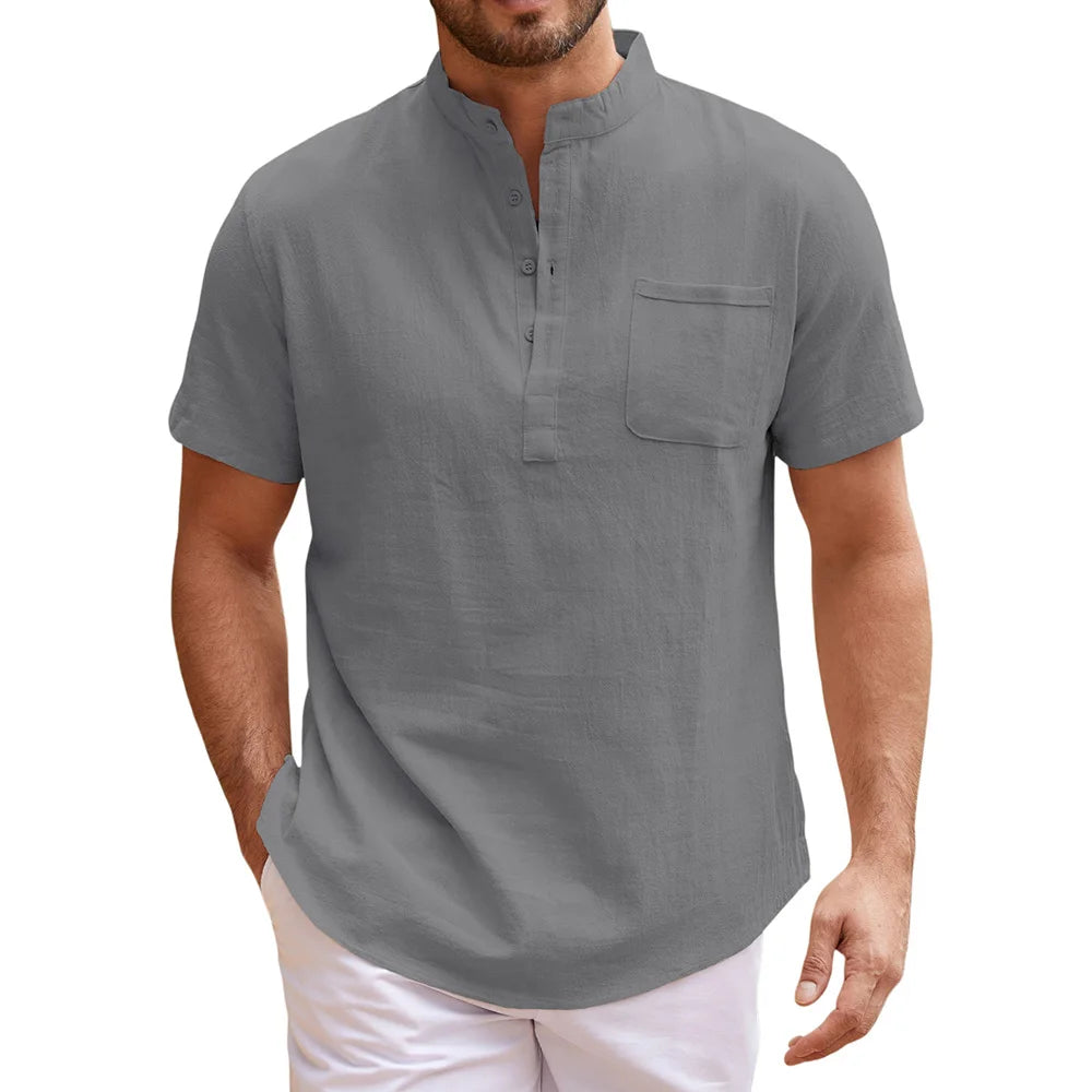 Elegant Linen Henley Shirt