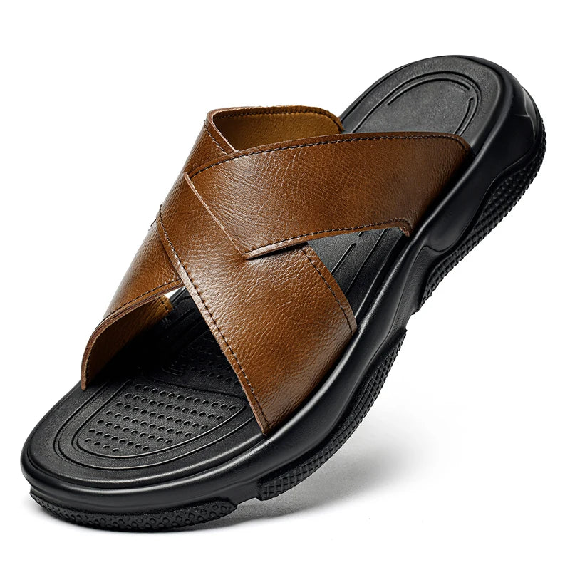 Eleganti sandali da spiaggia in pelle