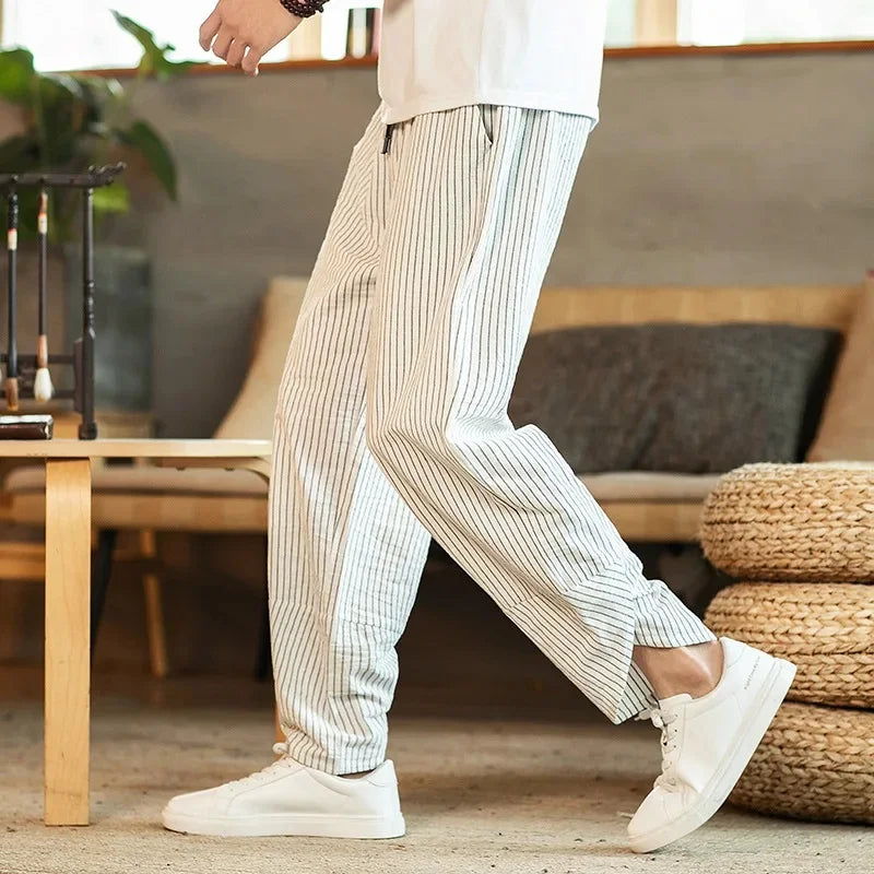 Elegant Striped Linen Pants