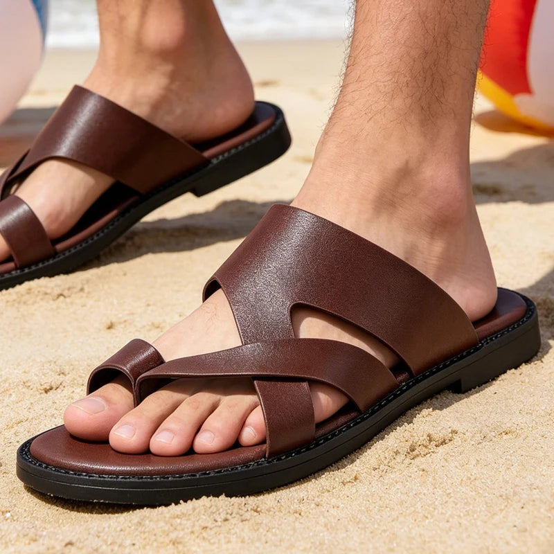 Elegant Leather Cross Strap Sandals