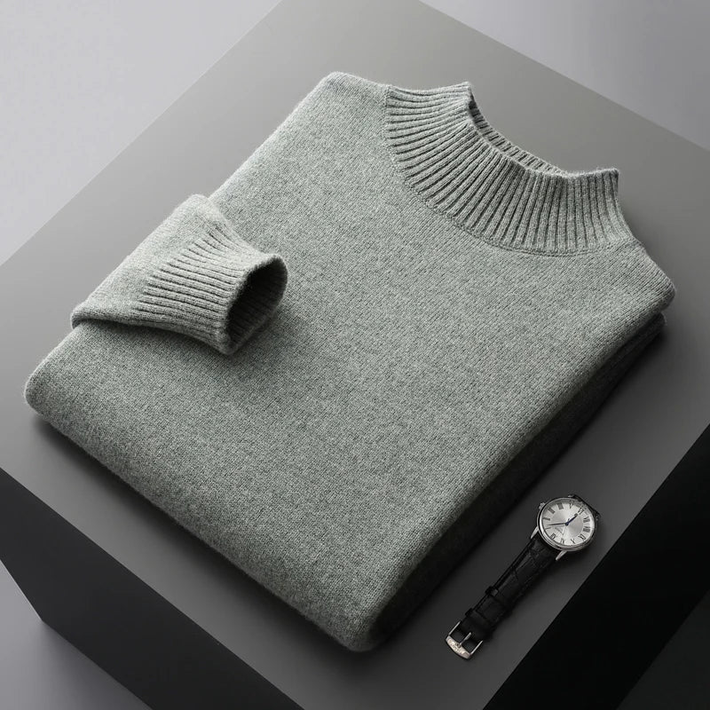 Elegant High Collar Merino Wool Turtleneck