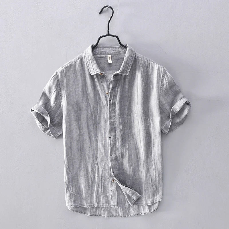 Elegante camicia in lino in stile giapponese