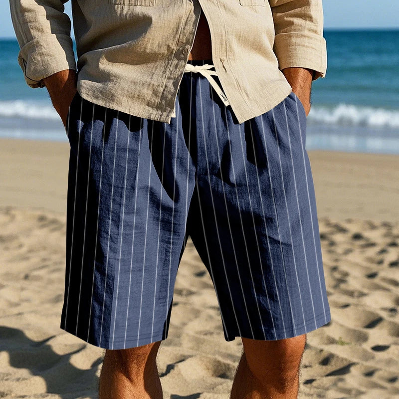 Elegant Striped Linen Shorts