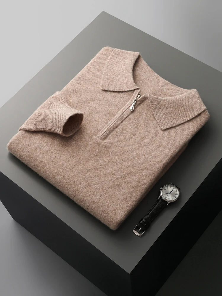 Elegante maglione polo in cashmere
