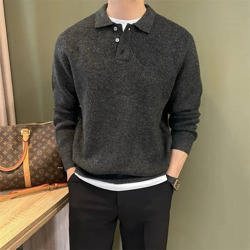 Elegant Knitted Polo Sweater