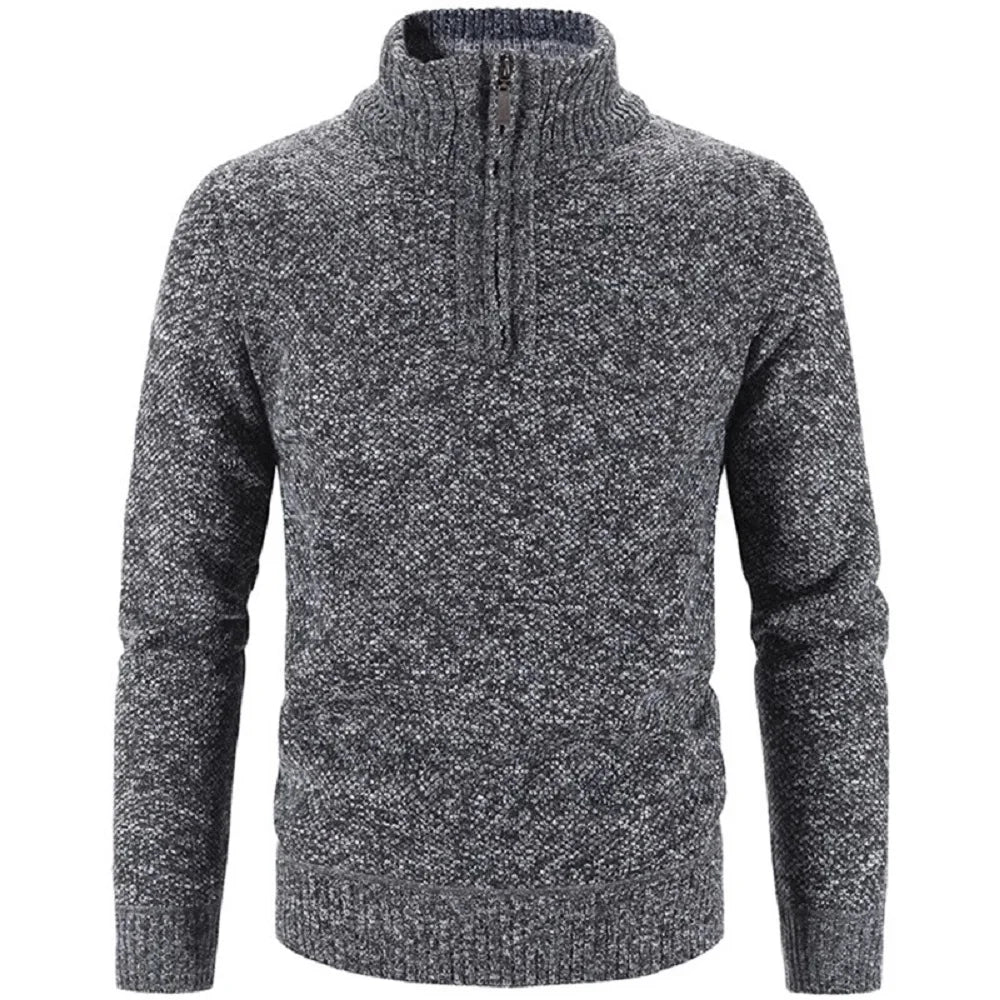Elegant Thick Fleece Zip Sweater