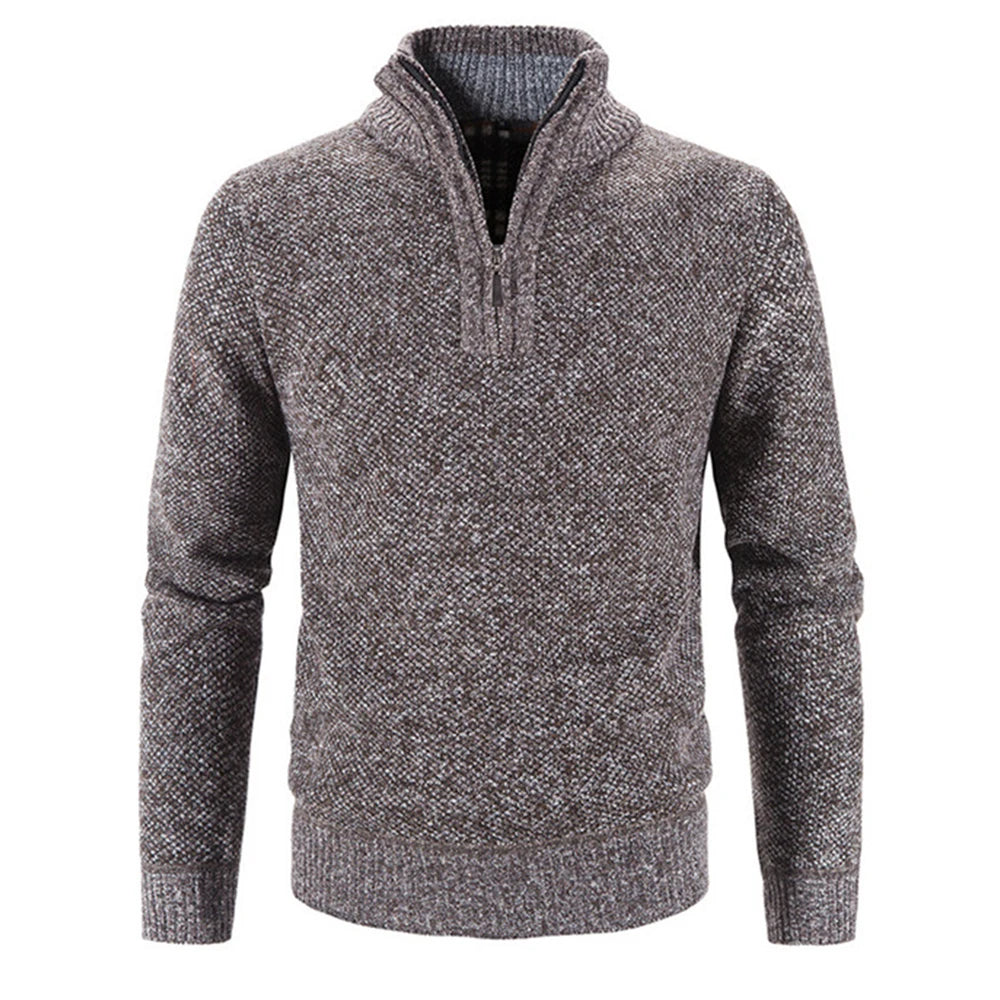 Elegant Thick Fleece Zip Sweater