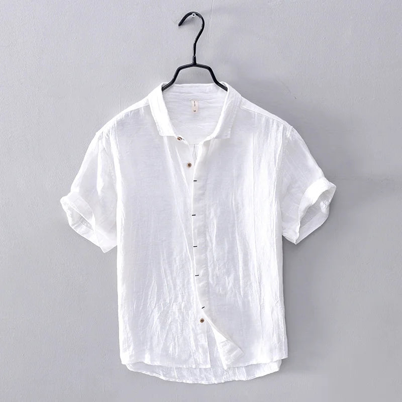 Elegante camicia in lino in stile giapponese