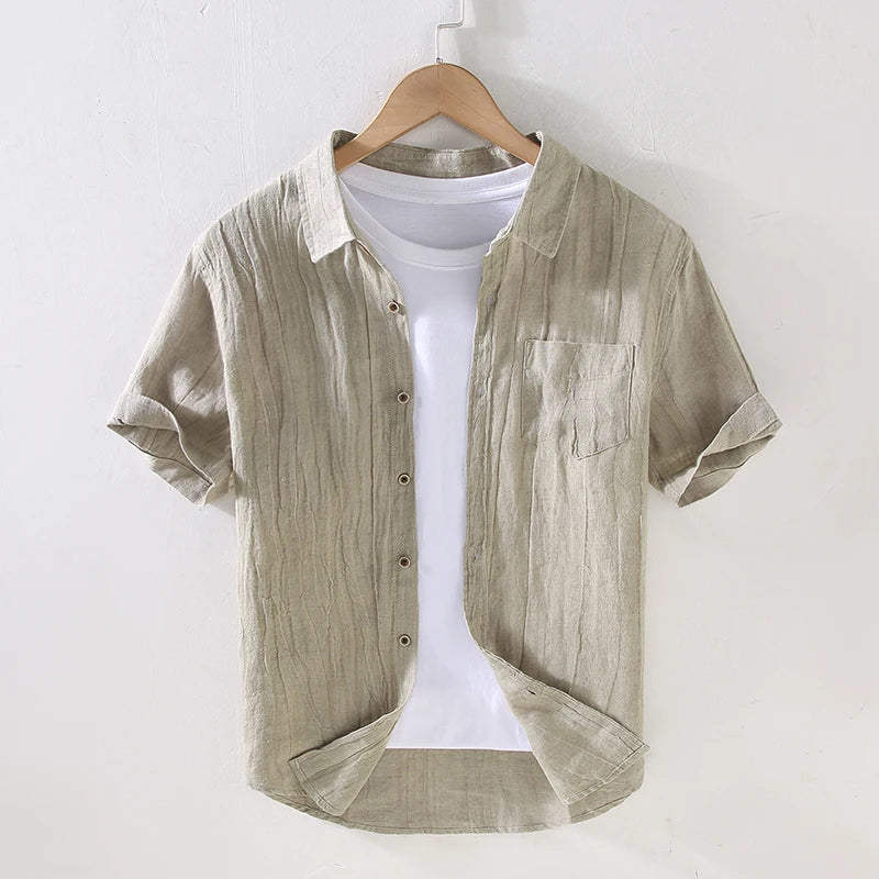 Elegante camicia in lino a maniche corte