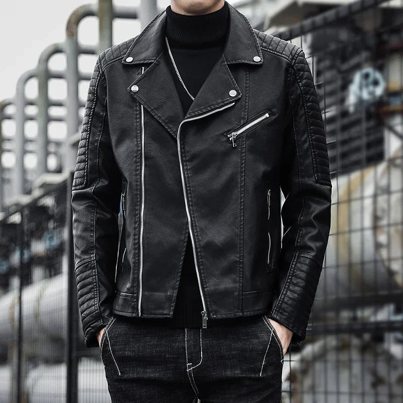 Elegant Zip Leather Jacket