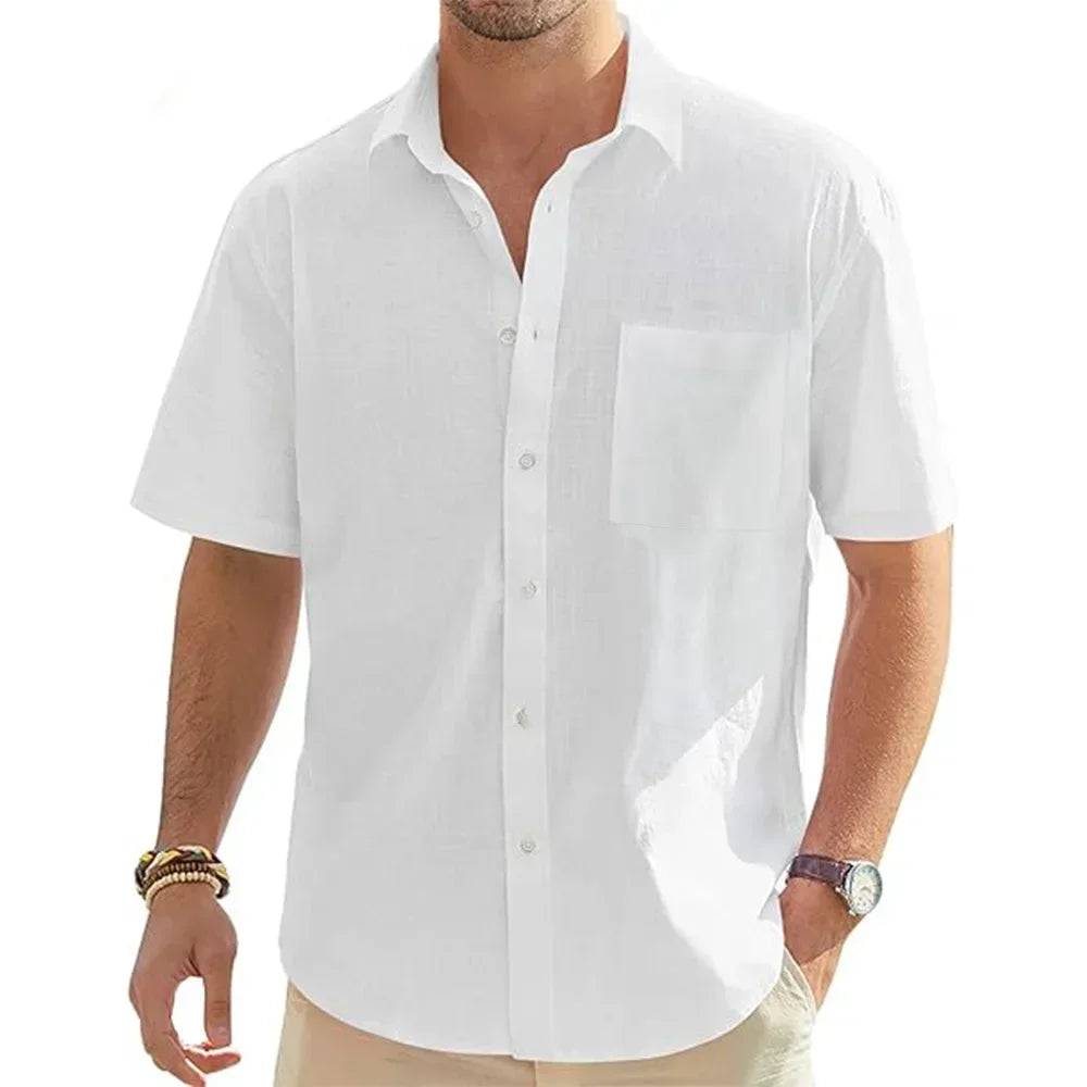 Cotton Linen Short-Sleeved Shirt