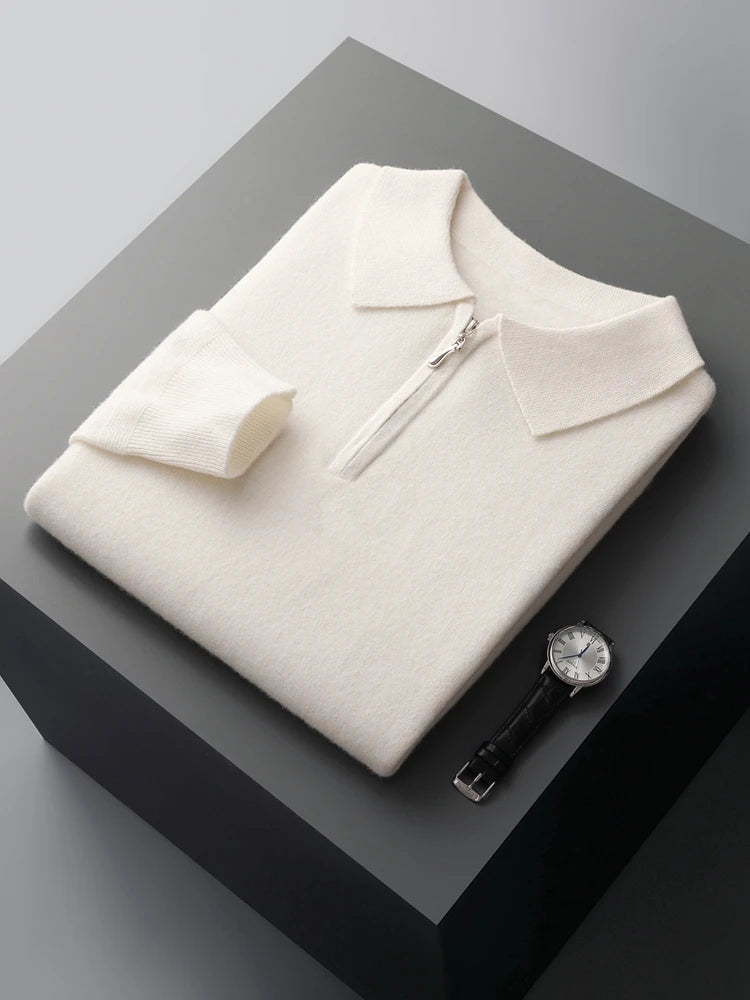 Elegante maglione polo in cashmere