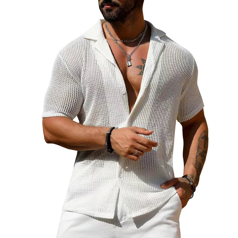Elegante camicia lavorata a maglia